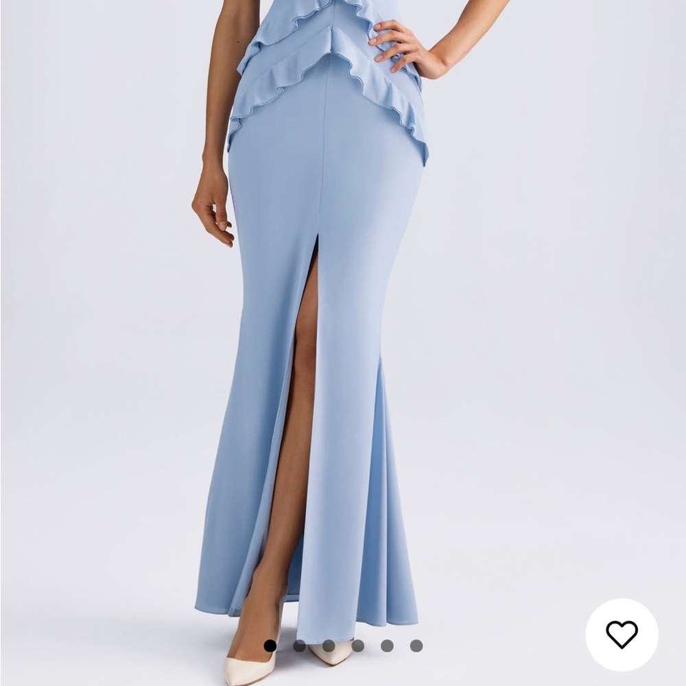 Oh Polly Light Blue Ruffle Maxi Dress